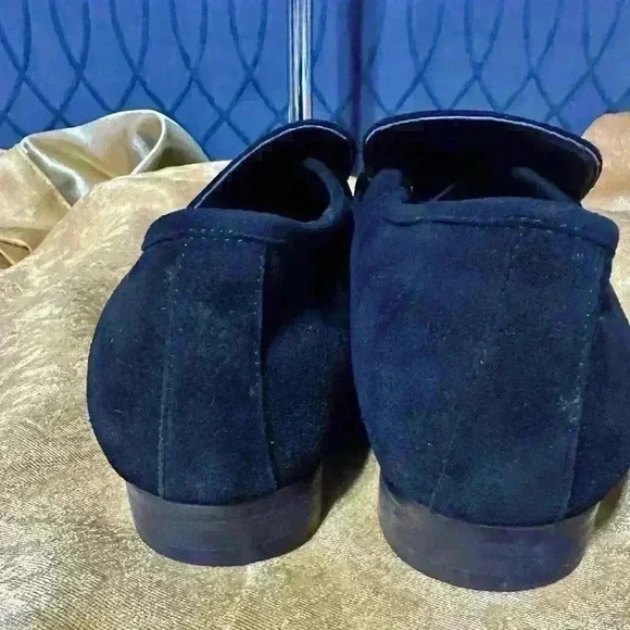 Zota Unique Men's Size 8 Suede Dress Shoes Black Slip-ons Preowned - Picture 7 of 11